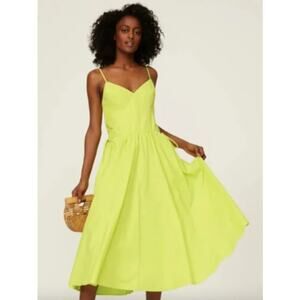 Jason Wu Designer Collective Yellow Midi Flowy Summer Cotton Dress Sz 2 XS $365